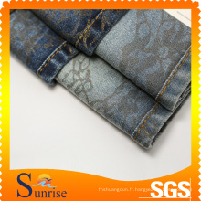 Tissu de Polyester Spandex Denim coton (imprimé) (SRS-120267-D8)